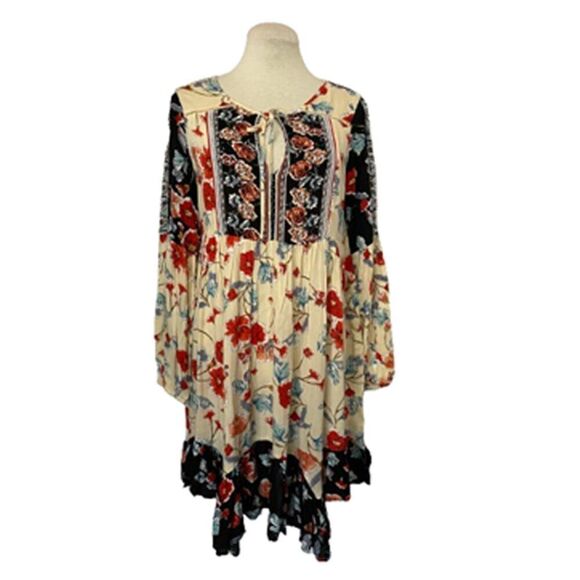 Patrons Of Peace Boho Blue Cream Floral Dress Size S - Picture 4 of 10